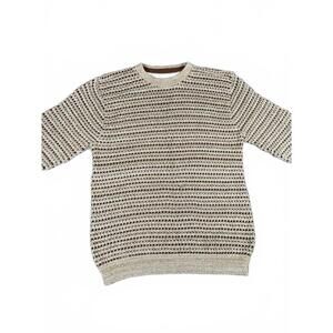 Bill Blass Large Cotton Blend Geometric Textured Crew Neck Made In USA Sweater